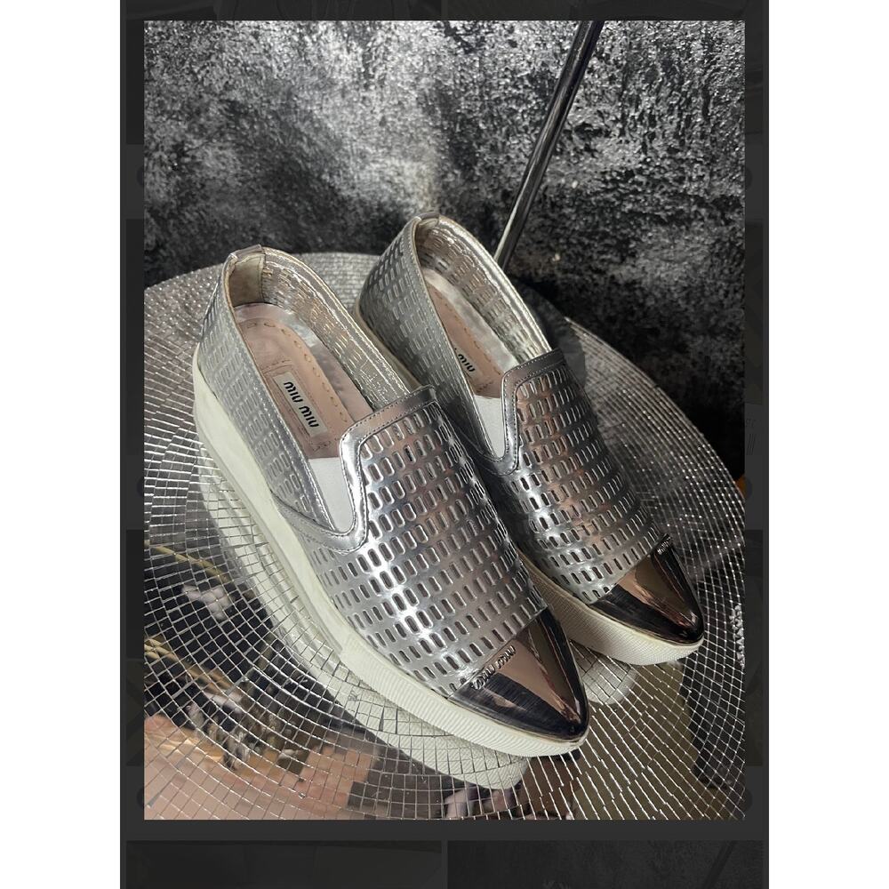 Authentic Miu Miu White Nappa Leather Slip-On Sne… - image 1